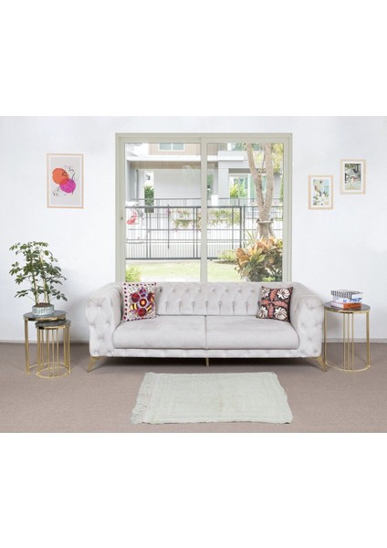 97 x 110 cm D Bej Eski Anadolu "tülü" Halısı, Doğal Yün, Minimalist Küçük Halı