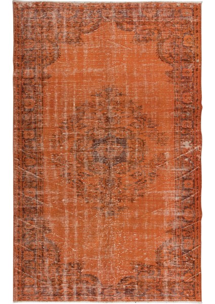 190 x 290 cm Turuncu Halı, Yenilenmiş El Dokuma Halı, El Yapımı Halı, El Düğümlü Modern Halı