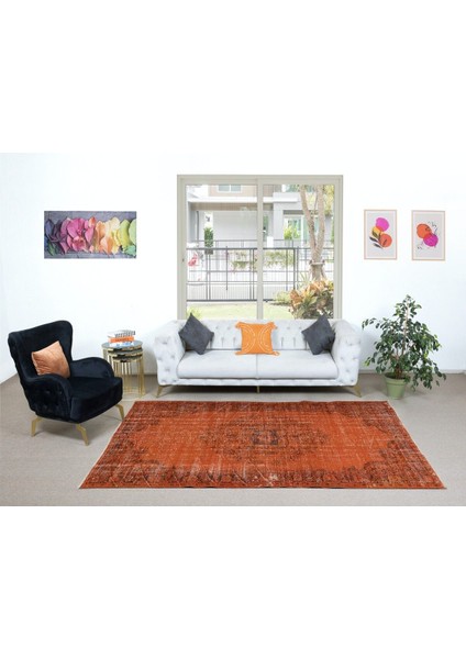 190 x 290 cm Turuncu Halı, Yenilenmiş El Dokuma Halı, El Yapımı Halı, El Düğümlü Modern Halı fiyatları