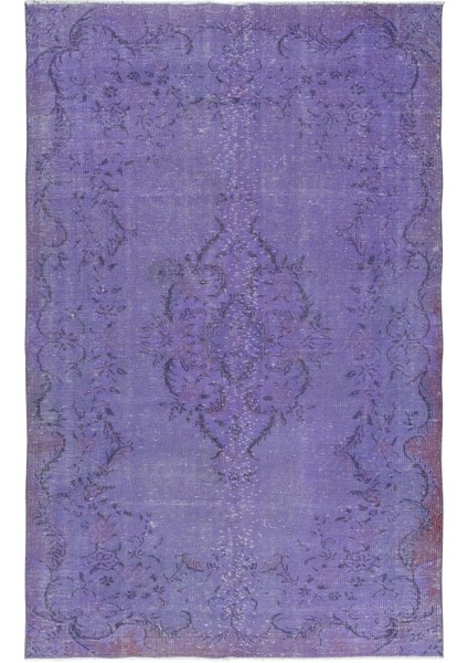 187 x 294 cm Çağdaş El Yapımı Türk Halısı, Eski El Düğümlü Halı, Mor Ofis Halısı
