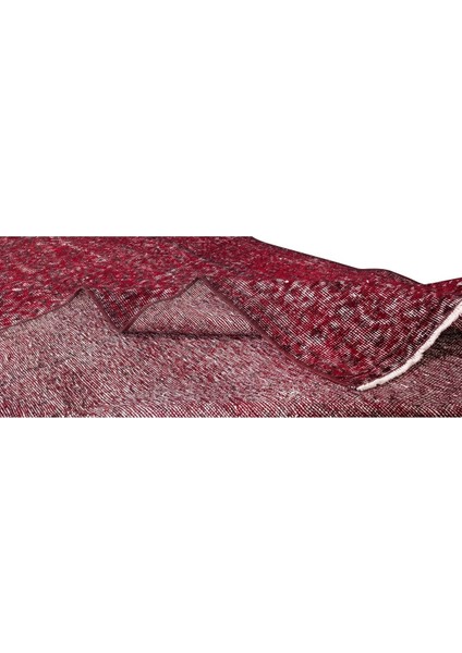 118 x 211 cm El Dokuması Yeniden Boyanmış Eski Türk Halısı, Modern Kırmızı El Yapımı Yünlü Halı modelleri