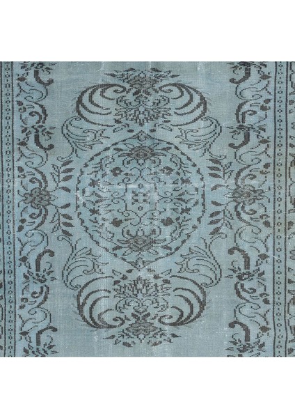 167 x 278 cm Mavi El Yapımı Halı, Yenilenmiş Eski Halı, Yeniden Boyanmış Modern Halı indirimleri