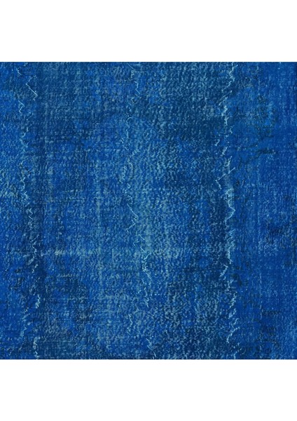 186 x 298 cm Yenilenmiş Mavi El Yapımı Halı, Modern Yün ve Pamuktan Yapılmış Eski Halı