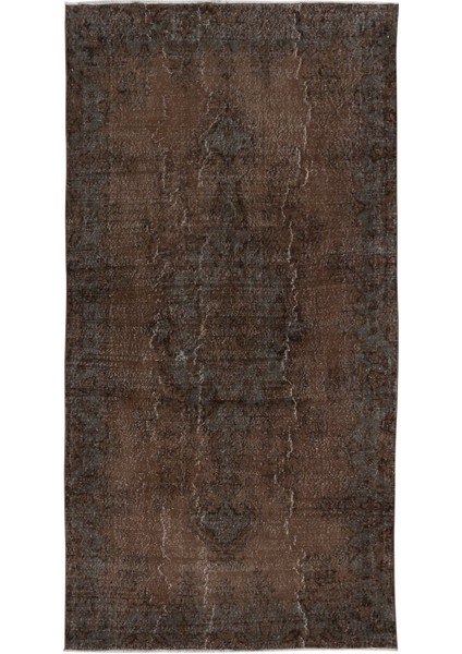 170 x 317 cm Kahverengi Tonlarda El Dokuması Halı, Modern El Düğümlü Halı, Eski Türk Halısı