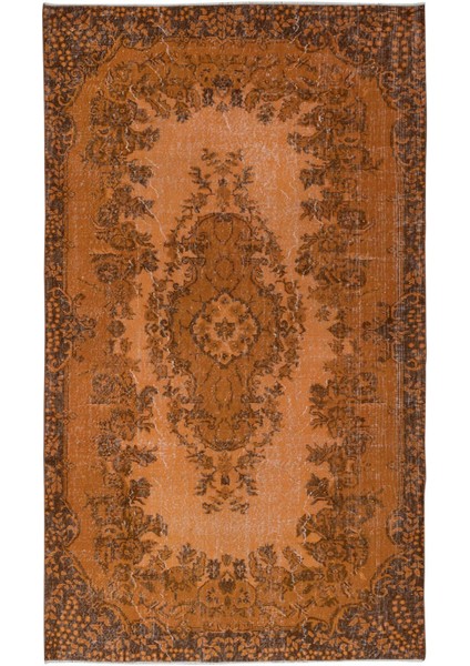 170 x 285 cm Çağdaş El Yapımı Turuncu Halı, Modern El Dokuma Yeniden Boyanmış Halı