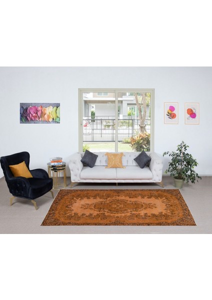 170 x 285 cm Çağdaş El Yapımı Turuncu Halı, Modern El Dokuma Yeniden Boyanmış Halı fiyatları