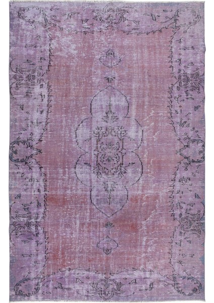 187 x 286 cm Mor Tonlarda El Dokuması Halı, Modern El Düğümlü Halı, Eski Türk Halısı