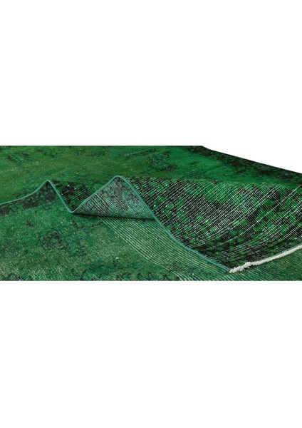 165 x 264 cm El Dokuması Yeniden Boyanmış Eski Türk Halısı, Modern Yeşil El Yapımı Yünlü Halı modelleri