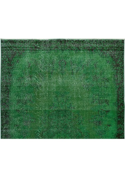165 x 264 cm El Dokuması Yeniden Boyanmış Eski Türk Halısı, Modern Yeşil El Yapımı Yünlü Halı fırsatları