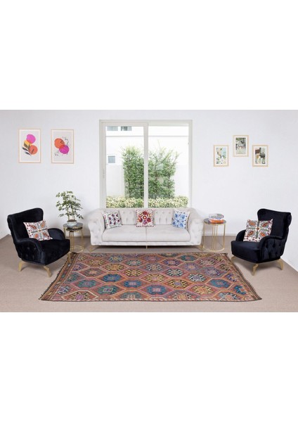 183 x 305 cm Eski Dekoratif El Dokuması Cicim Kilim. Yün fiyatları