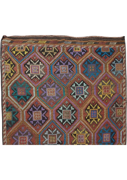 183 x 305 cm Eski Dekoratif El Dokuması Cicim Kilim. Yün fırsatları