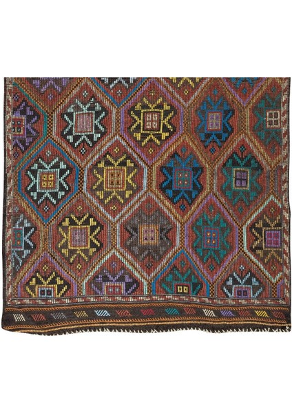 183 x 305 cm Eski Dekoratif El Dokuması Cicim Kilim. Yün indirimleri