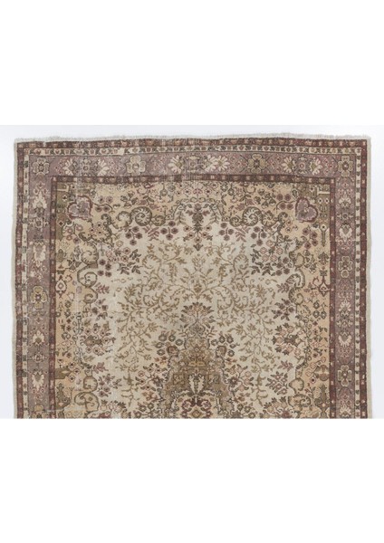 204 x 314 cm Eşsiz El Yapımı Eski Anadolu Uşak Halısı. El Dokuma Yün Halı