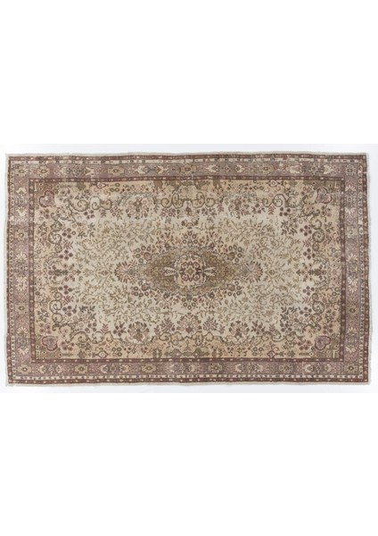 204 x 314 cm Eşsiz El Yapımı Eski Anadolu Uşak Halısı. El Dokuma Yün Halı