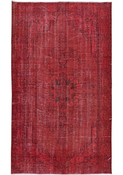 152 x 250 cm , Kırmızı Oturma Odası Halısı, Yenilenmiş Türk Halısı, El Düğümlü Alan Halısı