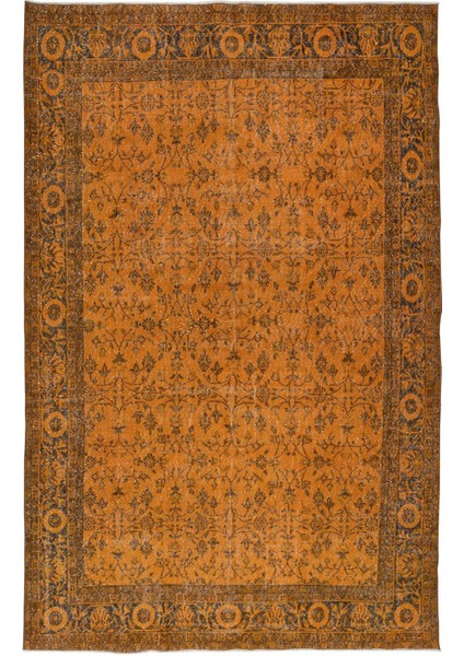 202 x 318 cm Turuncu El Düğümlü Halı, Modern Mutfak Halısı, Modern Ofis Halısı