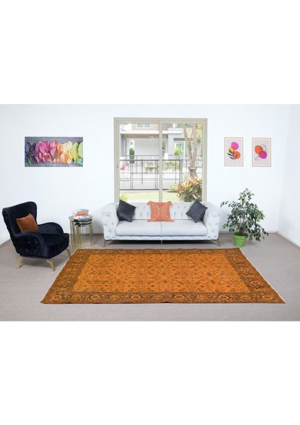 202 x 318 cm Turuncu El Düğümlü Halı, Modern Mutfak Halısı, Modern Ofis Halısı fiyatları