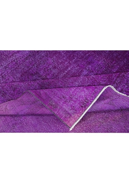 220 x 331 cm Yeniden Boyanmış Mor El Dokuma Halı, El Yapımı Eski Halı modelleri