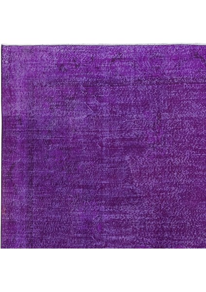 220 x 331 cm Yeniden Boyanmış Mor El Dokuma Halı, El Yapımı Eski Halı fırsatları