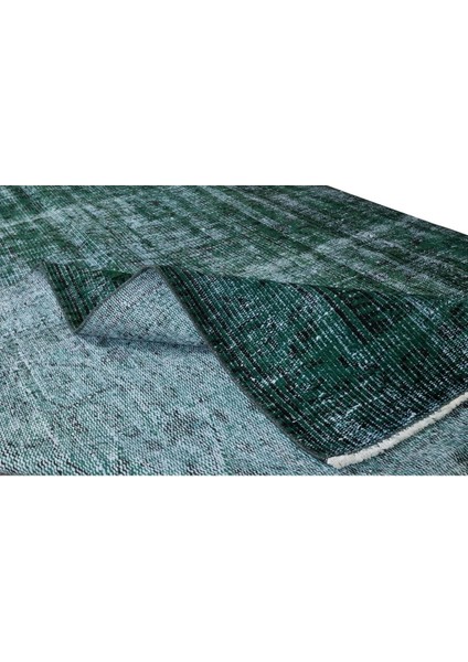 180 x 275 cm El Dokuması Yeniden Boyanmış Eski Türk Halısı, Modern Yeşil El Yapımı Yünlü Halı modelleri