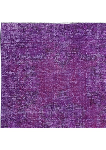 152 x 243 cm Mor Anadolu Halısı, Yenilenmiş El Yapımı Türk Halısı, Yün ve Pamuklu Halı