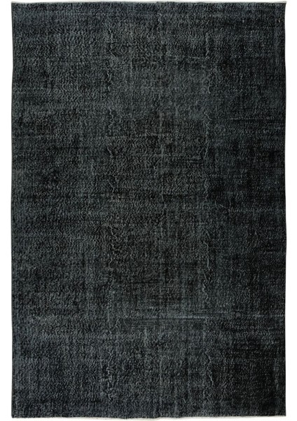 195 x 292 cm El Dokuması Yeniden Boyanmış Eski Türk Halısı, Modern Siyah El Yapımı Yünlü Halı fiyatları