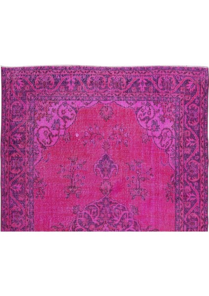 183 x 297 cm Pembe Renkli Yünlü Halı Modern El Dokuması Yeniden Boyanmış Eski Anadolu Halısı fırsatları