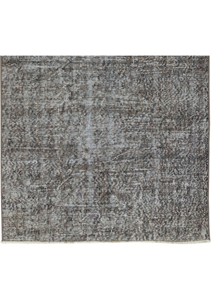 110 x 198 cm El Dokuması Yeniden Boyanmış Eski Türk Halısı, Modern Gri El Yapımı Yünlü Halı indirimleri