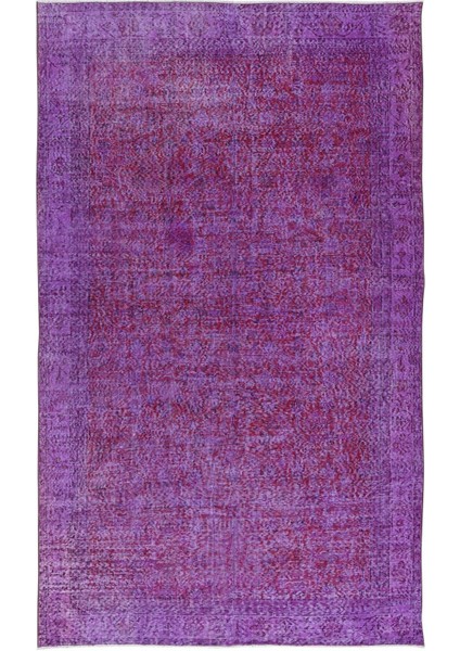 194 x 320 cm Ev Dekoru Mor Halı, El Dokuması Eski Halı, Yenilenmiş Türk Halısı