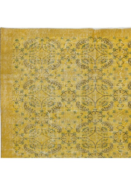 161 x 258 cm Sarı Halı, Yenilenmiş Türk Halısı, Modern El Dokuması Halı fırsatları