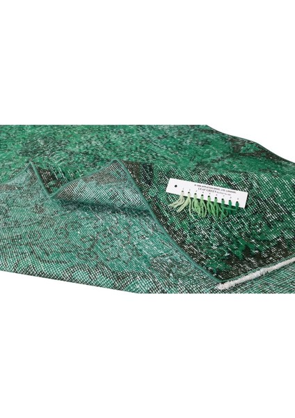 122 x 220 cm El Dokuması Yeniden Boyanmış Eski Türk Halısı, Modern Yeşil El Yapımı Yünlü Halı modelleri