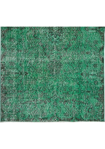 122 x 220 cm El Dokuması Yeniden Boyanmış Eski Türk Halısı, Modern Yeşil El Yapımı Yünlü Halı indirimleri