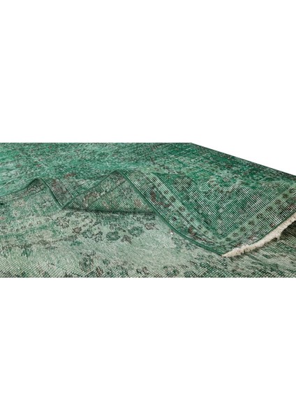 166 x 270 cm El Dokuması Yeniden Boyanmış Eski Türk Halısı, Modern Yeşil El Yapımı Yünlü Halı modelleri