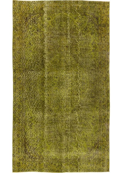 (160 x 280 cm ) Yeşil Tonlarda El Dokuması Halı, Modern ve Sade Isparta Halısı