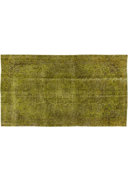 (160 x 280 cm ) Yeşil Tonlarda El Dokuması Halı, Modern ve Sade Isparta Halısı