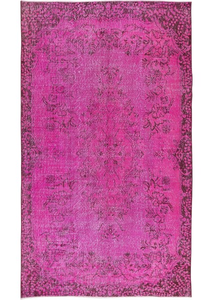 170 x 297 cm El Dokuması Yeniden Boyanmış Eski Türk Halısı, Çağdaş Pembe El Yapımı Yünlü Halı fiyatları