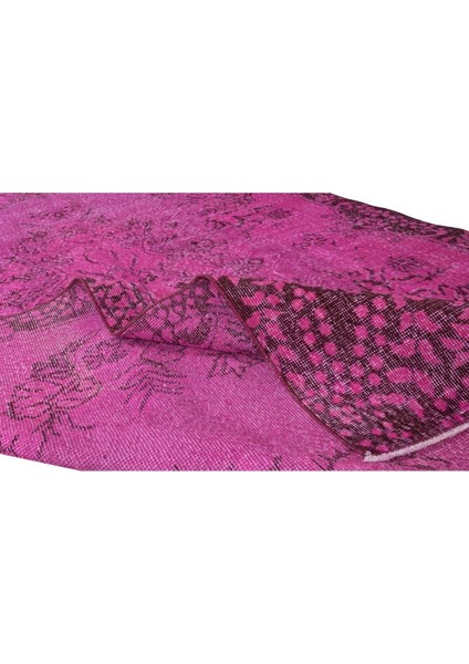 170 x 297 cm El Dokuması Yeniden Boyanmış Eski Türk Halısı, Çağdaş Pembe El Yapımı Yünlü Halı modelleri