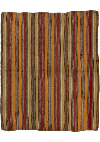 184 x 217 cm Eski Türk Kilimi, Çizgi Desenli Düz Dokuma Kilim