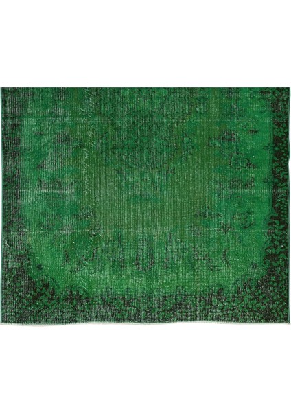165 x 264 cm El Dokuması Yeniden Boyanmış Eski Türk Halısı, Modern Yeşil El Yapımı Yünlü Halı indirimleri