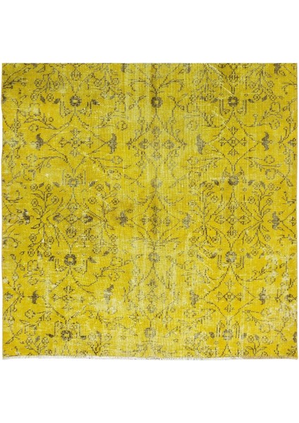 148 x 285 cm El Dokuması Yeniden Boyanmış Eski Türk Halısı, Modern Sarı El Yapımı Yünlü Halı indirimleri