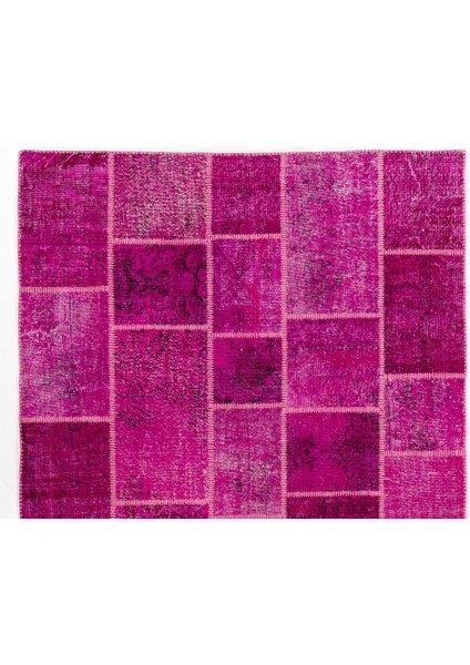 183 x 273 cm Pembe Tonlarda, Modern, El Dokuması Patchwork Halı. El Yapımı Halı fiyatları