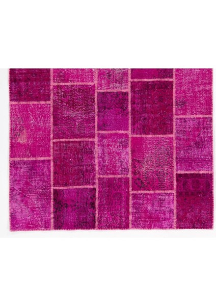 183 x 273 cm Pembe Tonlarda, Modern, El Dokuması Patchwork Halı. El Yapımı Halı modelleri