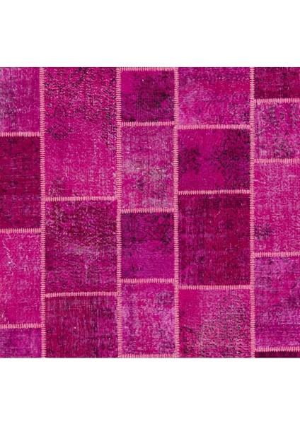 183 x 273 cm Pembe Tonlarda, Modern, El Dokuması Patchwork Halı. El Yapımı Halı fırsatları