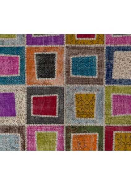 204 x 305 cm Modern El Dokuması Çok Renkli Otantik Tarzda Patchwork Halı fırsatları