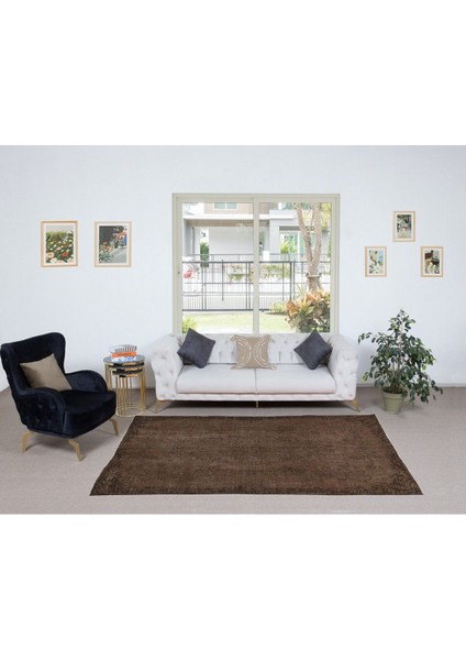 170 x 268 cm Modern Ev ve Ofis Dekoru Için Kahverengi Halı, El Yapımı Anadolu Halı