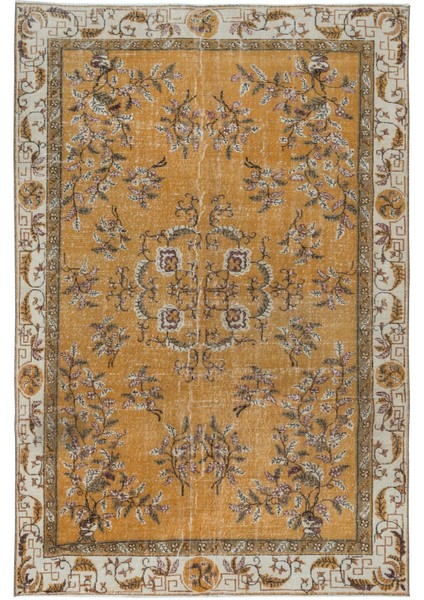 200 x 304 cm Turuncu Tonlarda Alan Halısı, Oturma Odası Halısı, El Yapımı Halı