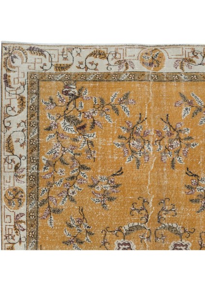 200 x 304 cm Turuncu Tonlarda Alan Halısı, Oturma Odası Halısı, El Yapımı Halı