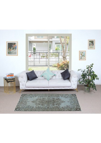 116 x 208 cm Çağdaş Mavi Halı, El Düğümlü Mutfak Halısı, Çiçek Desenli Küçük Halı fiyatları