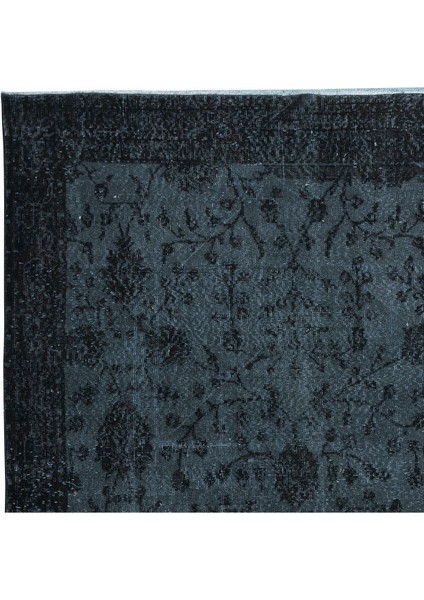 167 x 297 cm Siyah El Yapımı Halı, Yenilenmiş Eski Halı, Yeniden Boyanmış Modern Halı fırsatları