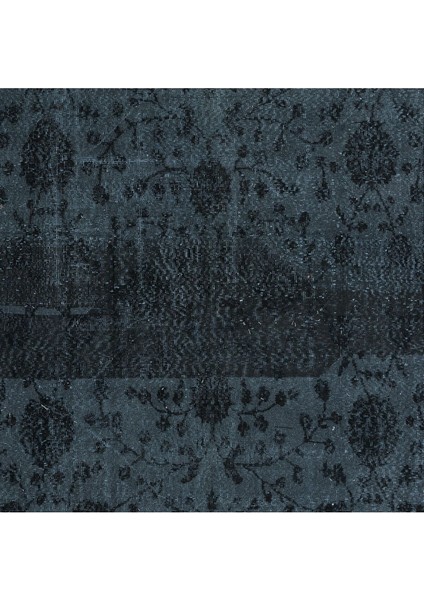 167 x 297 cm Siyah El Yapımı Halı, Yenilenmiş Eski Halı, Yeniden Boyanmış Modern Halı indirimleri
